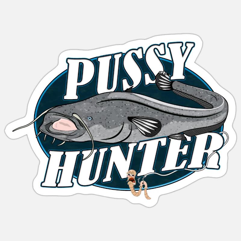 Chasseur de poisson-chat - Sticker taille S (10 x 10 cm) - blanc mat