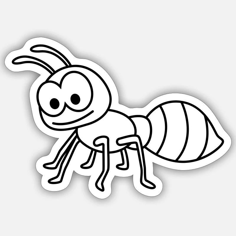 Fourmi Comic Animal - Sticker taille S (10 x 10 cm) - blanc mat
