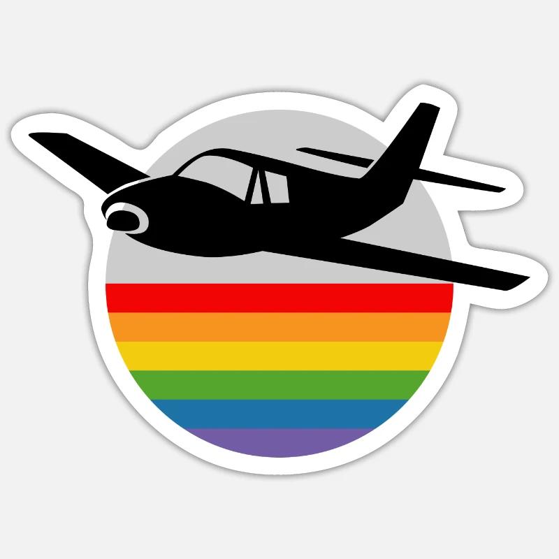Rainbow Airplane - Sticker size S (10 x 10 cm) - white matte