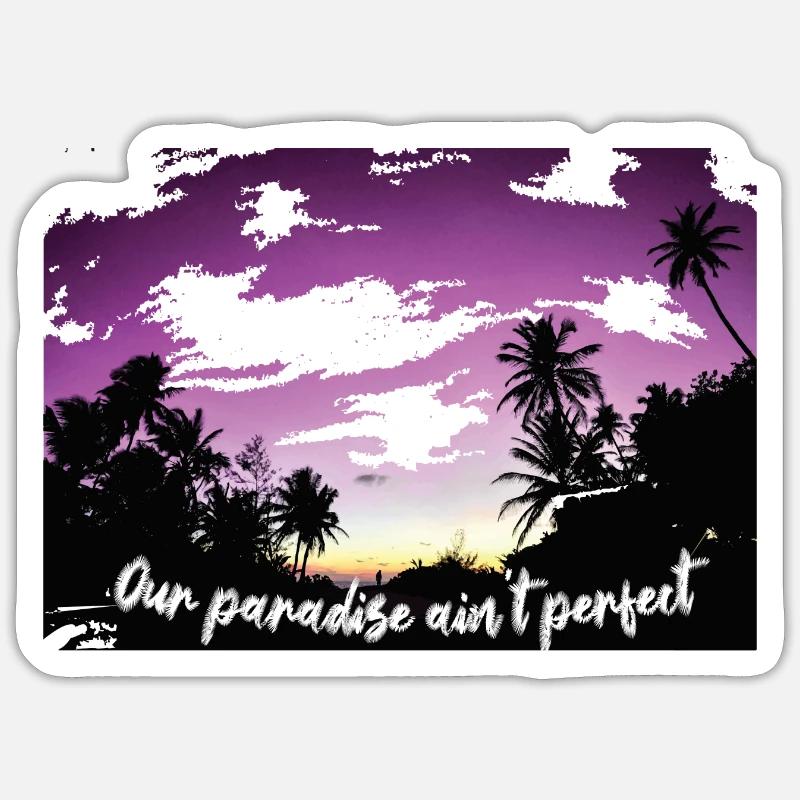 Couché soleil paradis - Sticker taille S (10 x 10 cm) - blanc mat