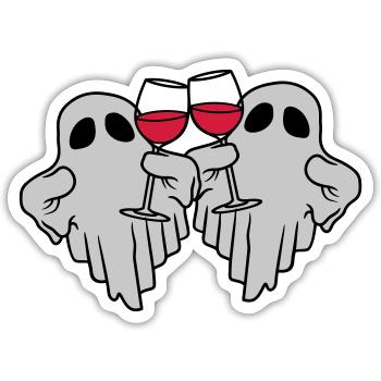 2 wine-drinking spirits - Sticker size S (10 x 10 cm) - white matte - Front