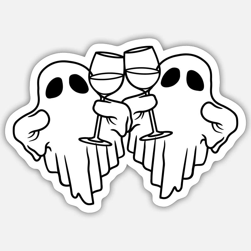 2 wine-drinking spirits - Sticker size S (10 x 10 cm) - white matte