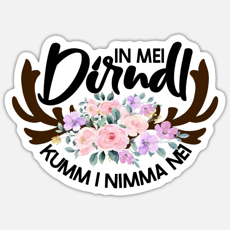 Blumenmuster mit Hirschgeweih Sticker Größe S (10 x 10 cm)