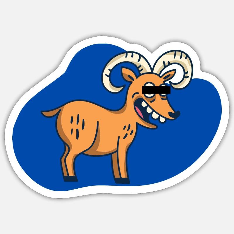 Cartoon Bock - Sticker Größe S (10 x 10 cm) - Mattweiß