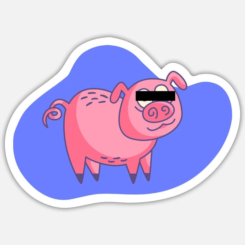 Cochon de dessin animé Sticker taille S (10 x 10 cm)