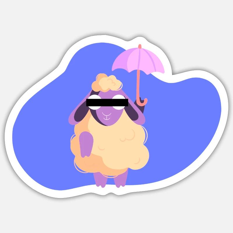 Moutons de dessin animé - Sticker taille S (10 x 10 cm) - blanc mat