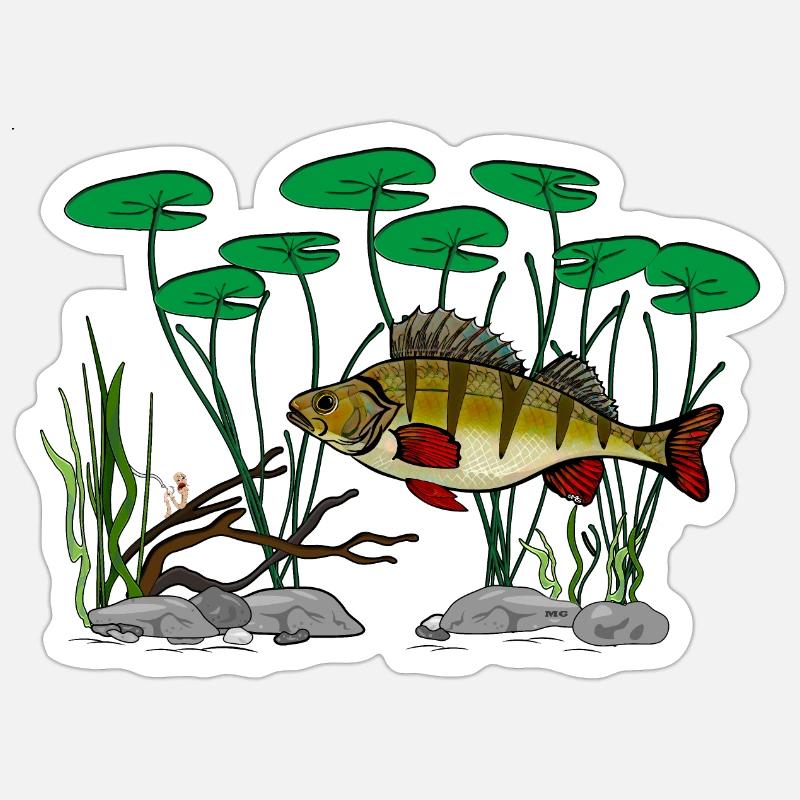 Barschfischen Sticker Größe S (10 x 10 cm)