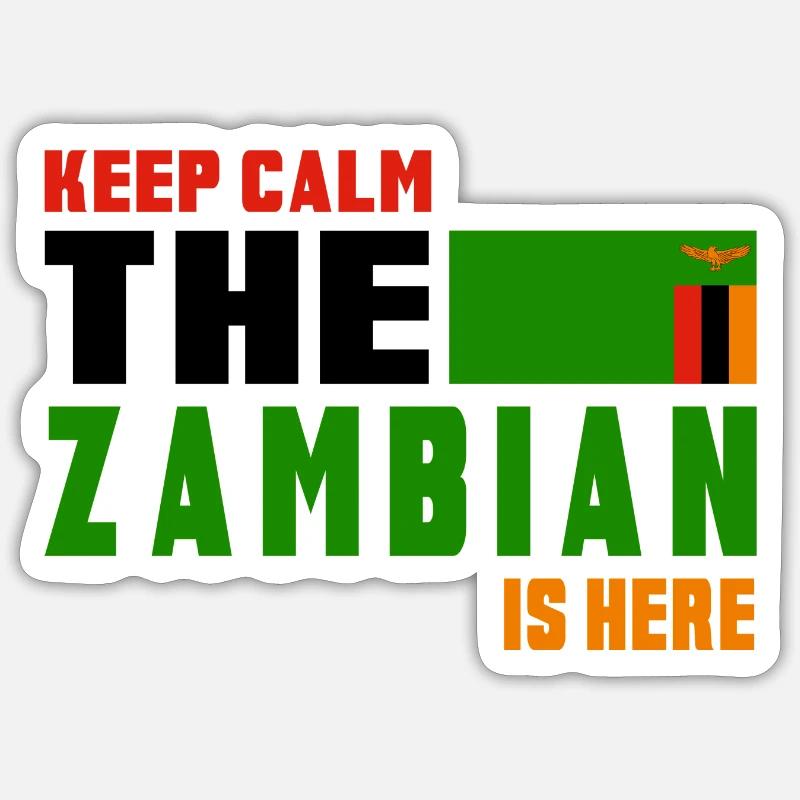 Keep calm Zambia flags design - Sticker size S (10 x 10 cm) - white matte