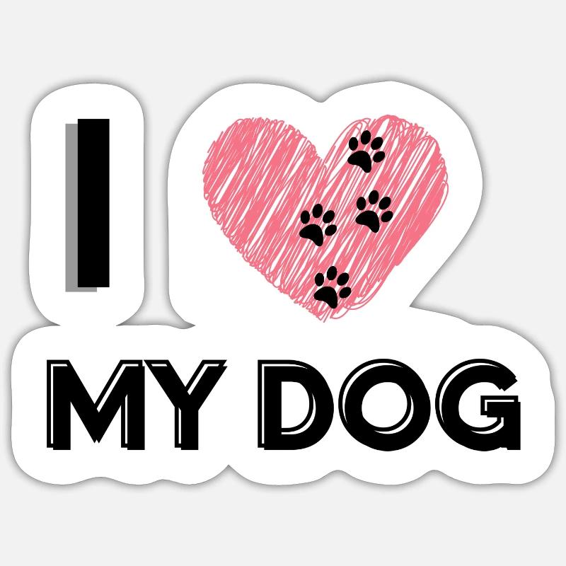 J’aime mon chien! Sticker taille S (10 x 10 cm)
