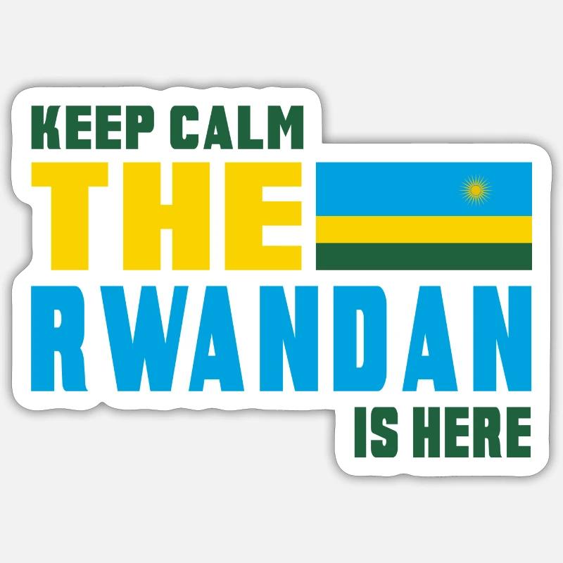 Keep calm Rwanda flag design - Sticker size S (10 x 10 cm) - white matte