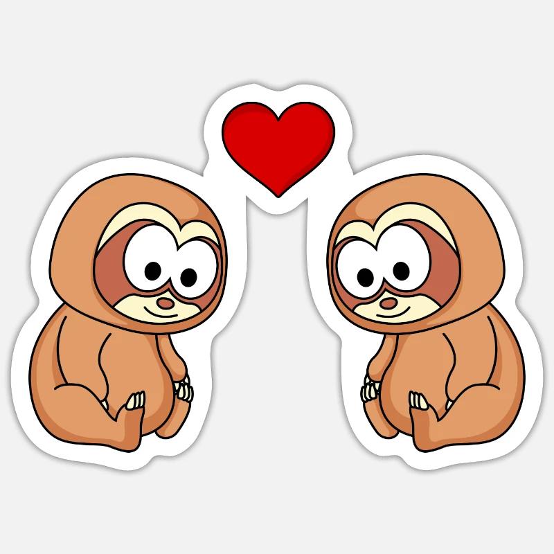 Sloth Comic Couple Love - Sticker size S (10 x 10 cm) - white matte