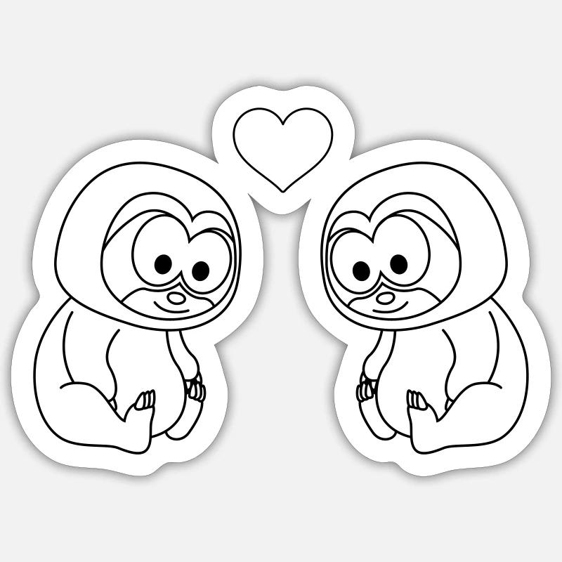 Sloth Comic Couple Love - Sticker size S (10 x 10 cm) - white matte