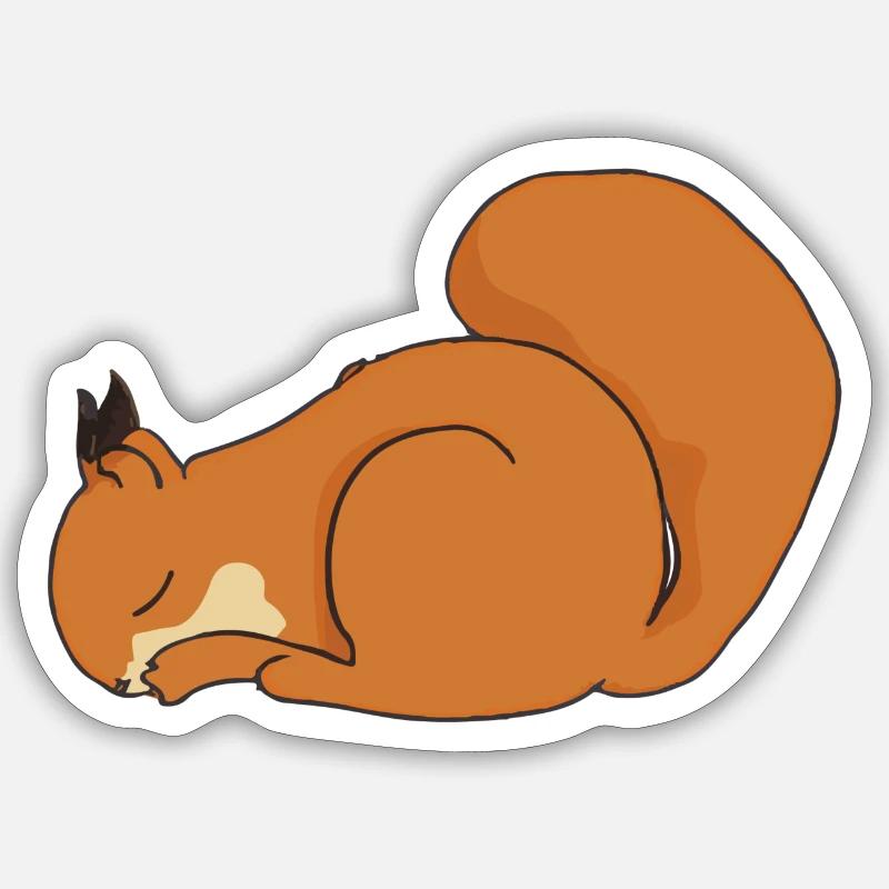 Schlafendes Eichhörnchen Geschenkidee Pyjama - Sticker Größe S (10 x 10 cm) - Mattweiß