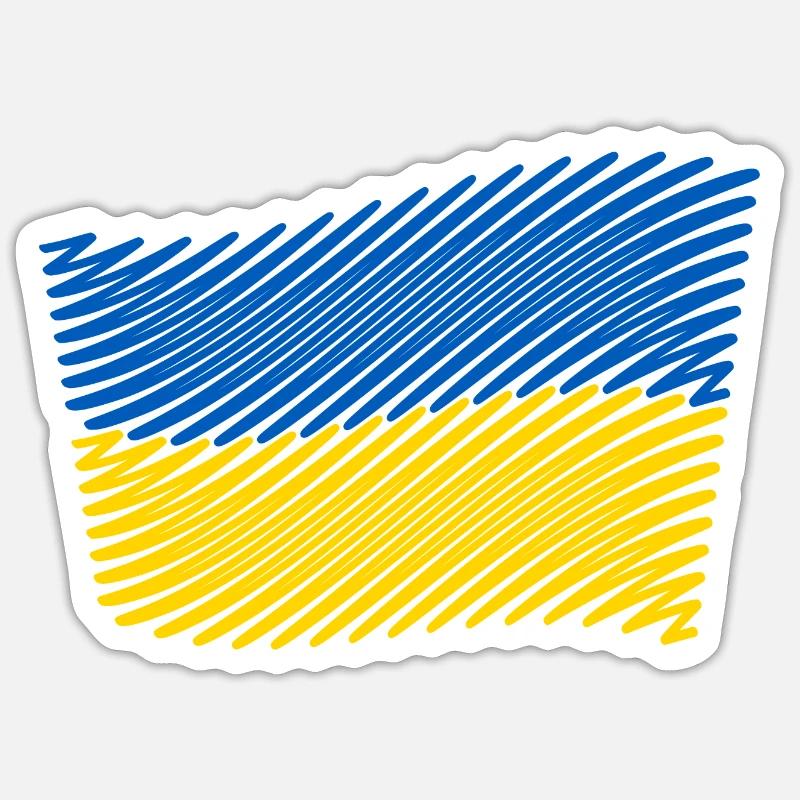 Ukraine Flag Scribble (Blue - Yellow) - Sticker size S (10 x 10 cm) - white matte