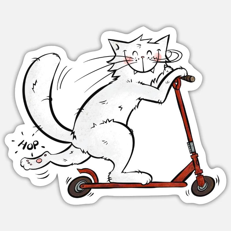Mrou le Chat und sein Roller Sticker Größe S (10 x 10 cm)