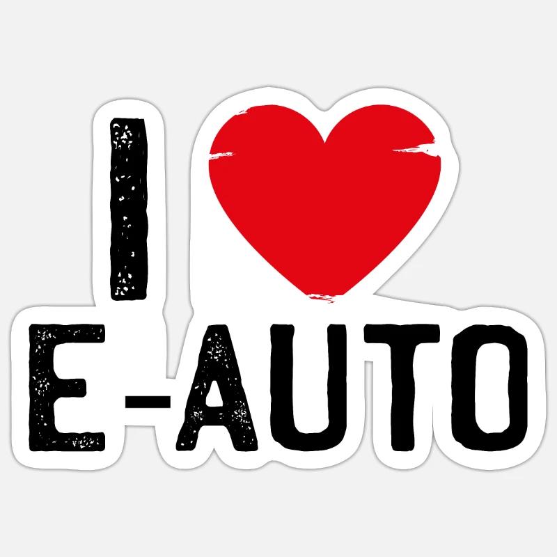 E Auto Elektro Auto E-Auto elektrisch e car - Sticker Größe S (10 x 10 cm) - Mattweiß