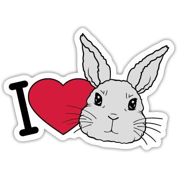 I love bunnys Logo - Sticker Größe S (10 x 10 cm) - Mattweiß - Vorne