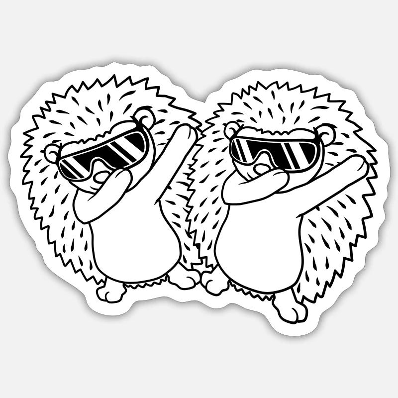 Équipe 2 dabbing Hedgehogs - Sticker taille S (10 x 10 cm) - blanc mat