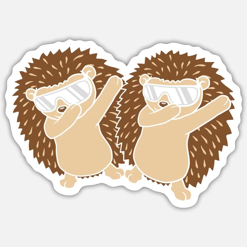 Amis Équipe dabbing Hedgehog - Sticker taille S (10 x 10 cm) - blanc mat