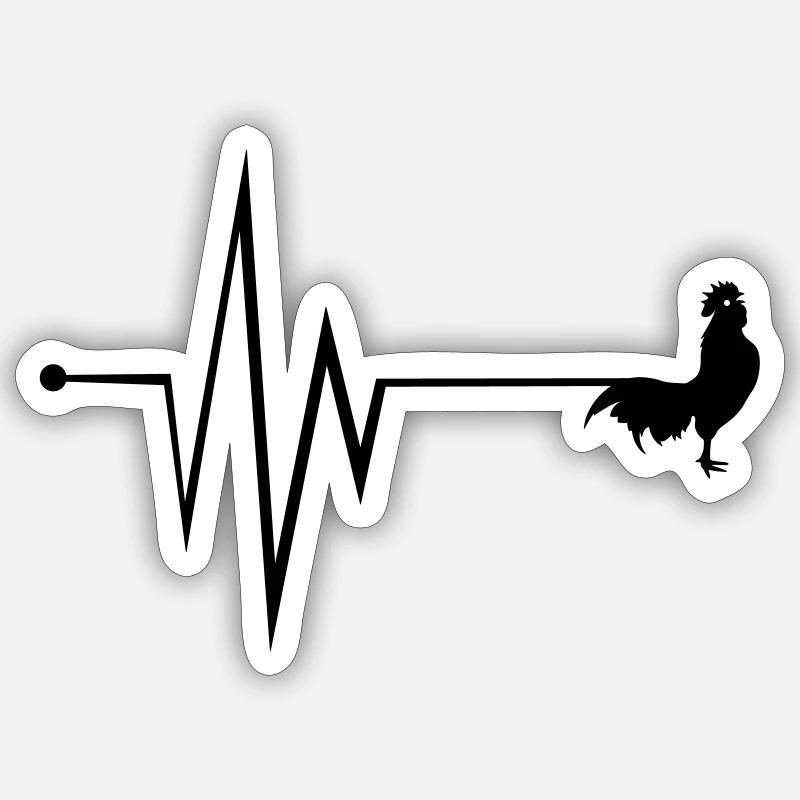 Hahn Puls - Sticker Größe S (10 x 10 cm) - Mattweiß
