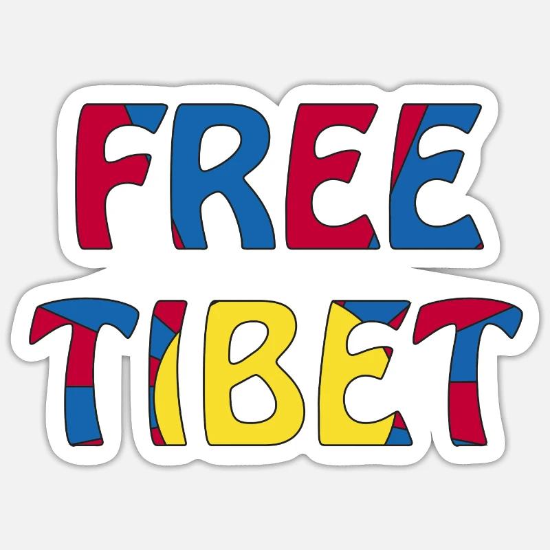 tibet libre - Sticker taille S (10 x 10 cm) - blanc mat