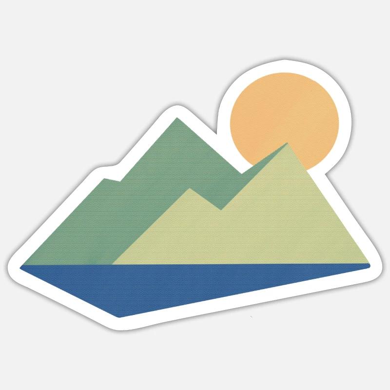 Mountain with sun Halftone - Sticker size S (10 x 10 cm) - white matte