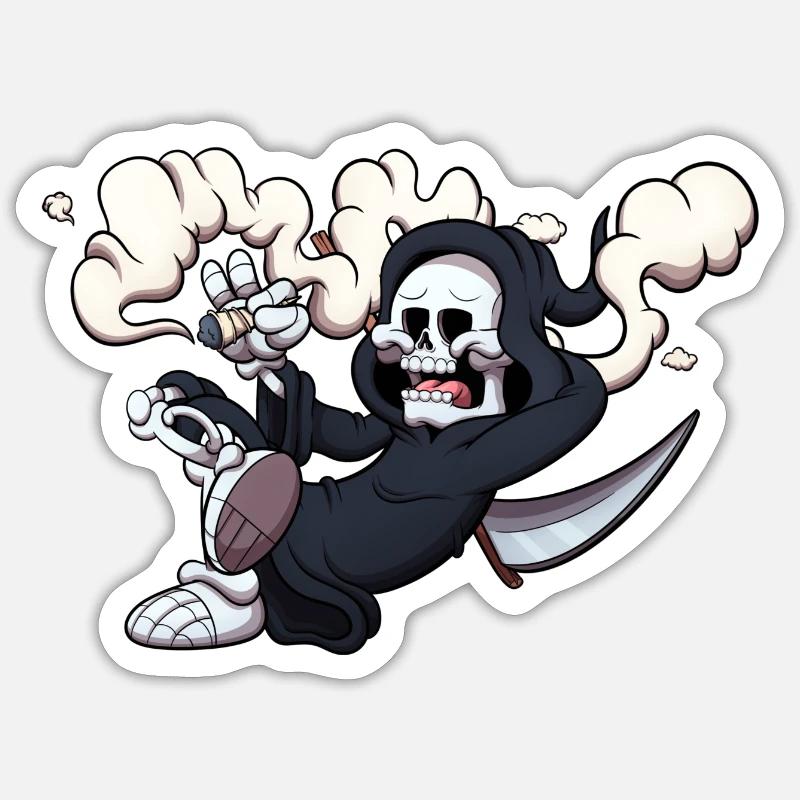 Tod Rauchen eines Joints - Sticker Größe S (10 x 10 cm) - Mattweiß