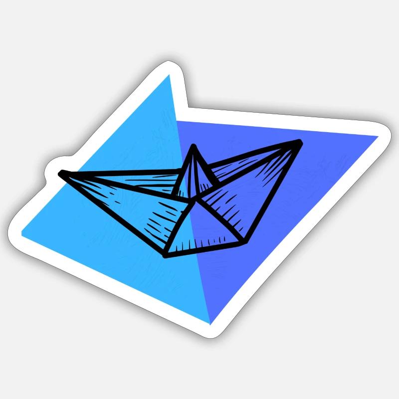 Origami-Boot - Sticker Größe S (10 x 10 cm) - Mattweiß