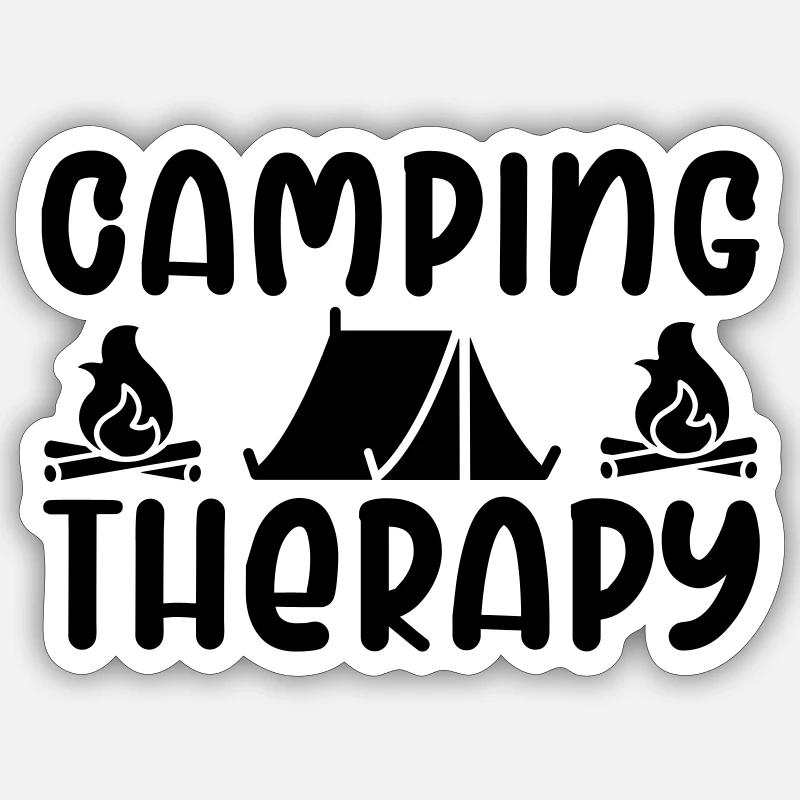 3 Thérapie de camping - Sticker taille S (10 x 10 cm) - blanc mat