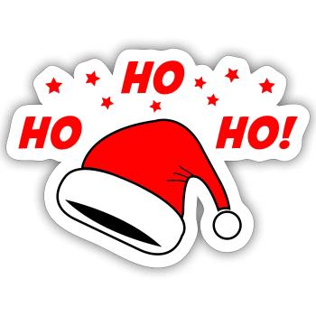 Chapeau de Noël - Sticker taille S (10 x 10 cm) - blanc mat - Devant