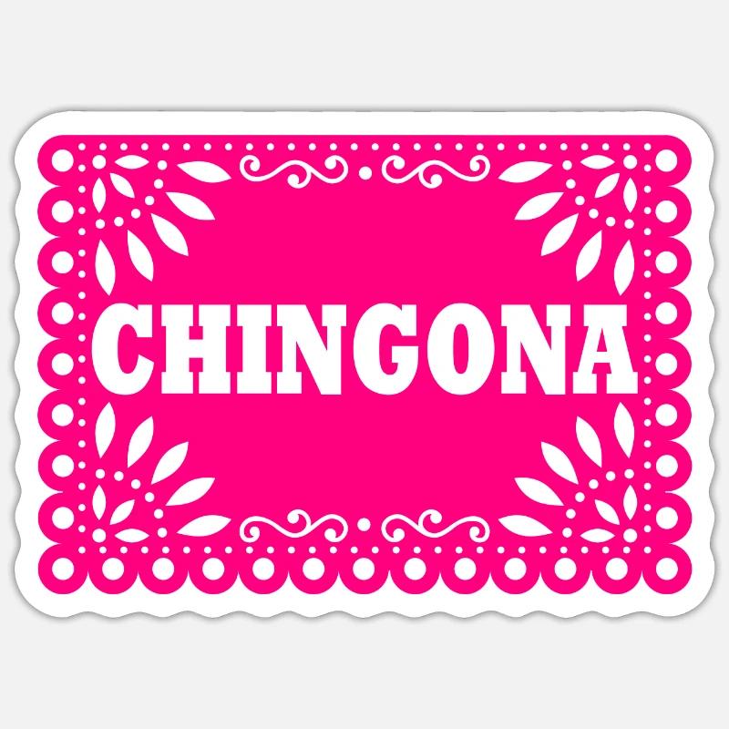 Chingona - Sticker taille S (10 x 10 cm) - blanc mat