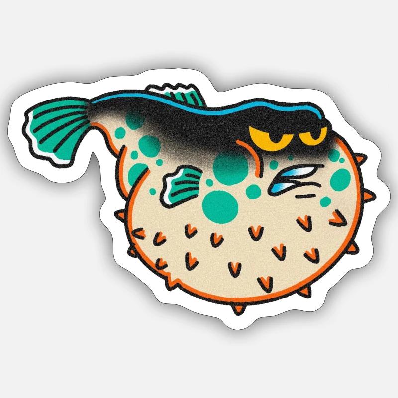 Kugelfisch 2 Sticker Größe S (10 x 10 cm)