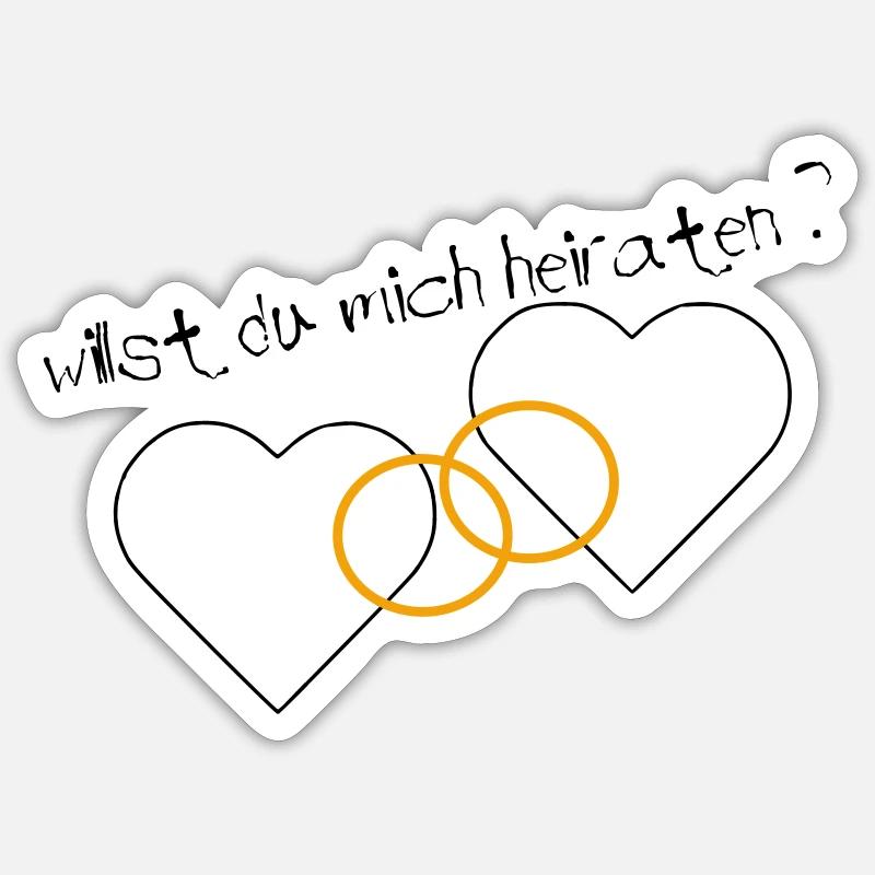 Heiratsantrag Sticker Größe S (10 x 10 cm)