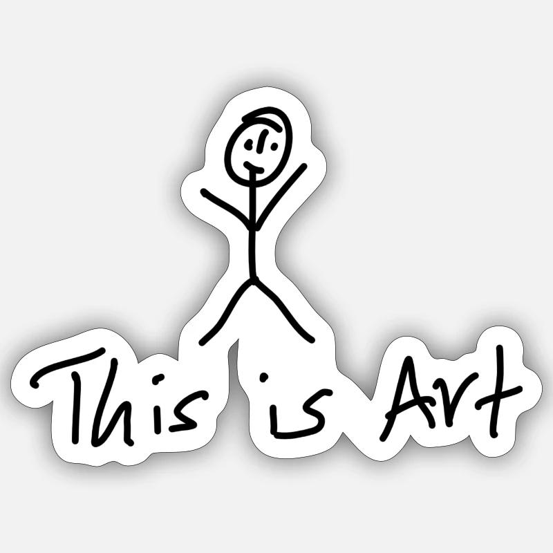 Strichmännchen Kunst - Sticker Größe S (10 x 10 cm) - Mattweiß