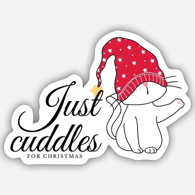 Cat Cuddles - Sticker Größe S (10 x 10 cm) - Mattweiß