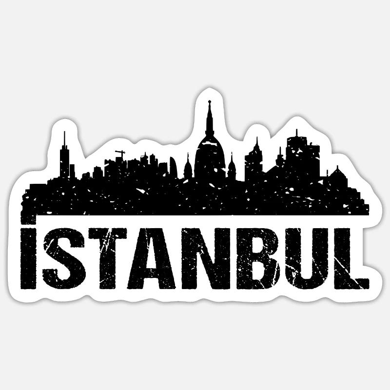Horizon d’Istanbul - Sticker taille S (10 x 10 cm) - blanc mat