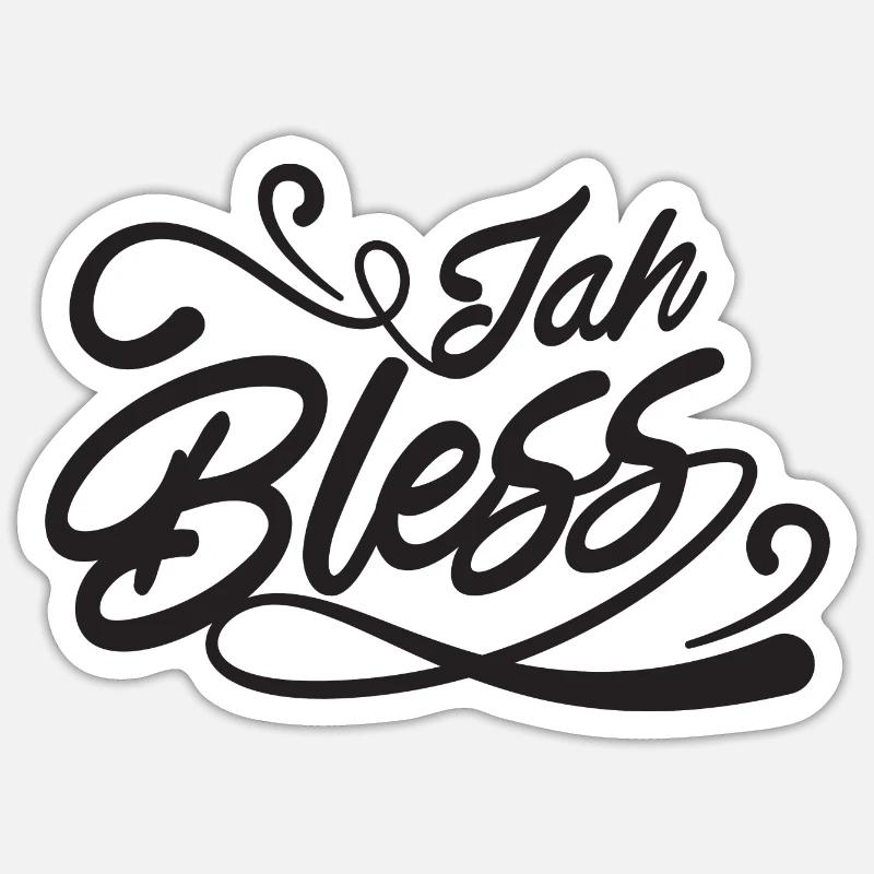 Jah Bless Script - Sticker taille S (10 x 10 cm) - blanc mat