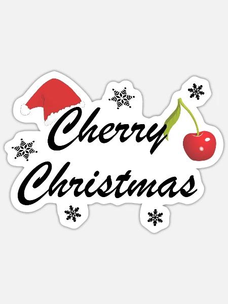 Cherry Christmas - Sticker Größe S (10 x 10 cm) - Mattweiß