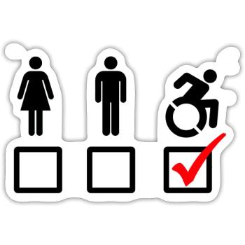 Dieser Rollstuhlfahrer ist geeignet* - Sticker Größe S (10 x 10 cm) - Mattweiß - Vorne
