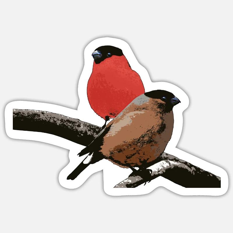 Dompfaffpaar - Sticker taille S (10 x 10 cm) - blanc mat