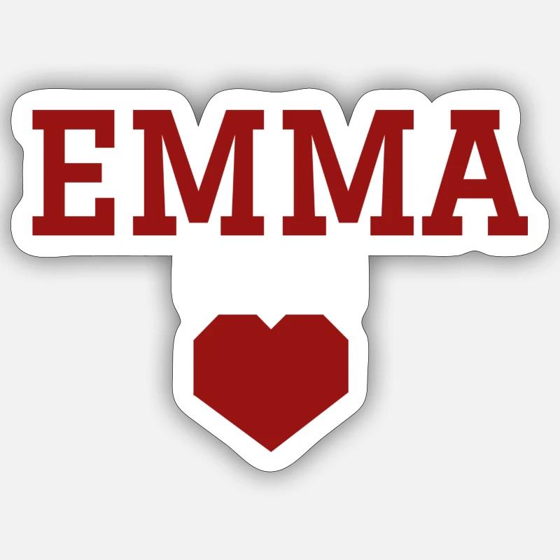 Emma cœur - Sticker taille S (10 x 10 cm) - blanc mat