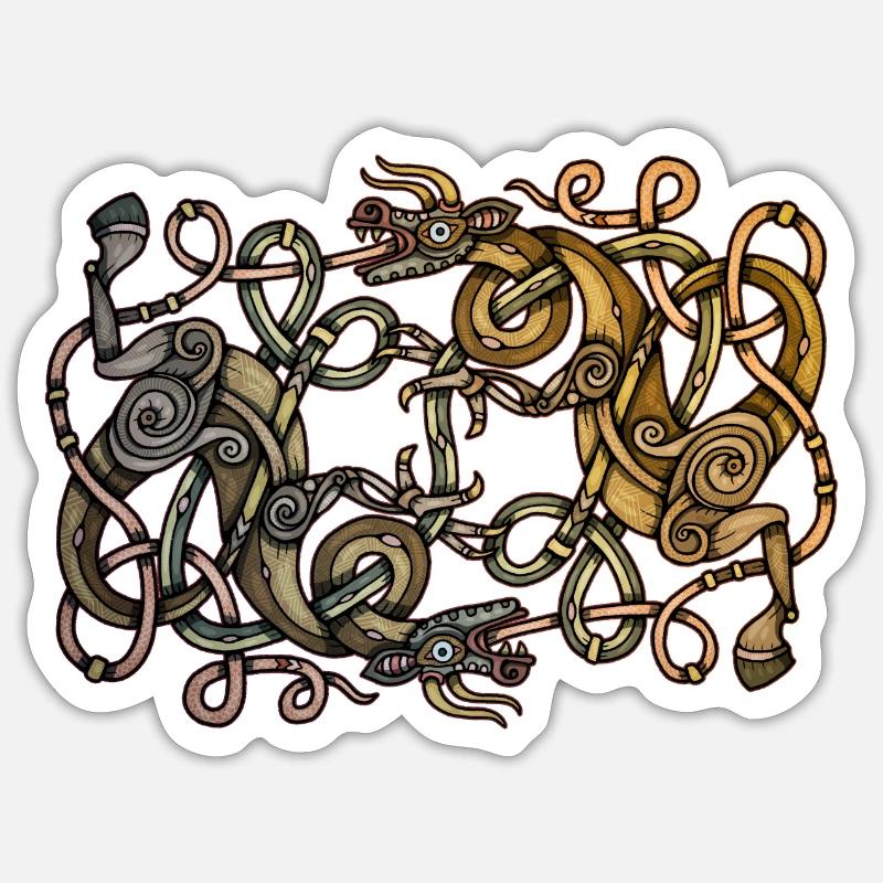 Wikinger Drachen - Sticker Größe S (10 x 10 cm) - Mattweiß