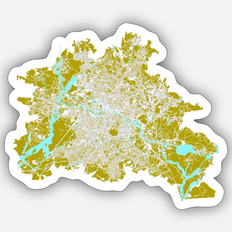 Berlin kort Gadekort - Sticker størrelse S (10 x 10 cm) - mat hvid