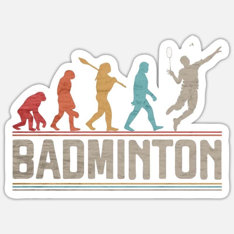 Évolution du badminton drôle de volants Birdie - Sticker taille S (10 x 10 cm) - blanc mat