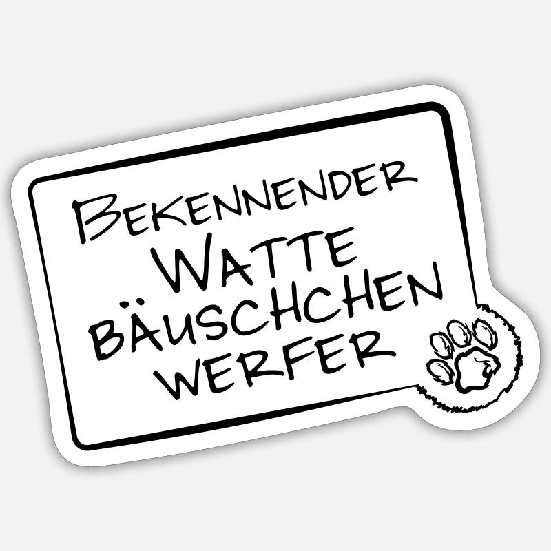 bekennender Wattebäuschchenwerfer - Sticker Größe S (10 x 10 cm) - Mattweiß