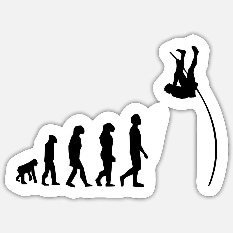 Stabhochsprung Evolution - Sticker Größe S (10 x 10 cm) - Mattweiß