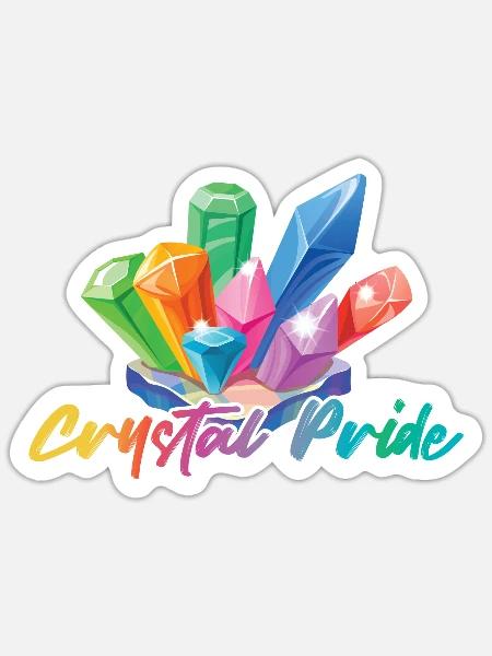 Crystal Pride- bunte Kristale - Sticker Größe S (10 x 10 cm) - Mattweiß