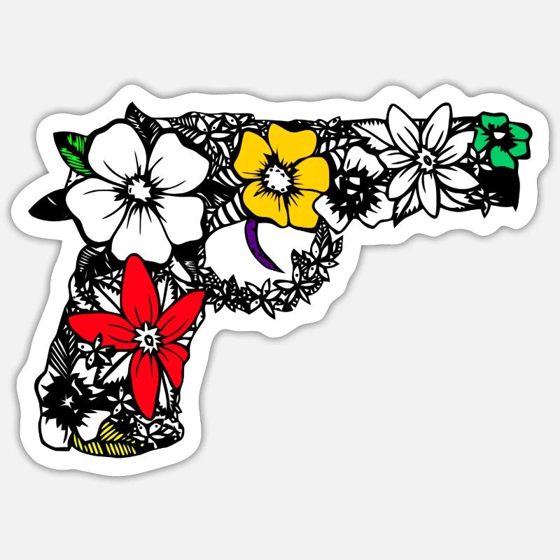 Fusil - Sticker taille S (10 x 10 cm) - blanc mat