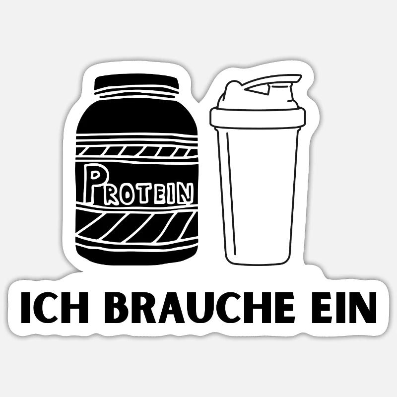 Ich brauche ein Proteinshake - Sticker Größe S (10 x 10 cm) - Mattweiß