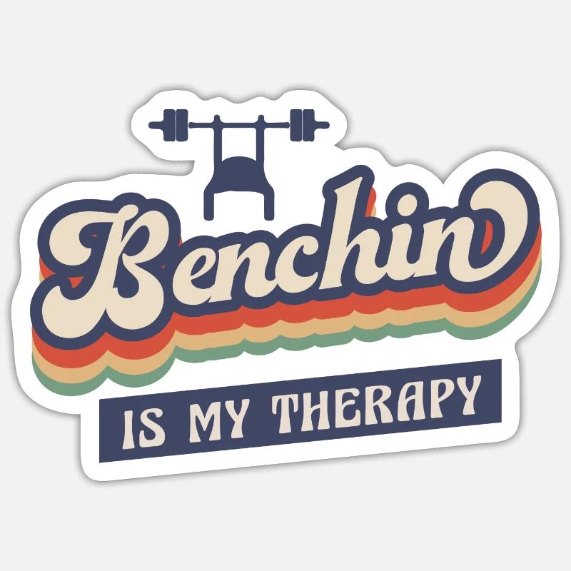 Benchpress comme thérapie, dynamophilie, - Sticker taille S (10 x 10 cm) - blanc mat